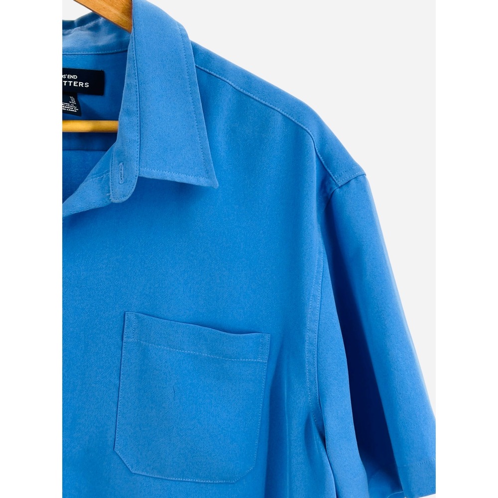 Lands' End Outfitters Mens XL Blue Button Down Short Sleeve Shirt - Picture 2 of 8